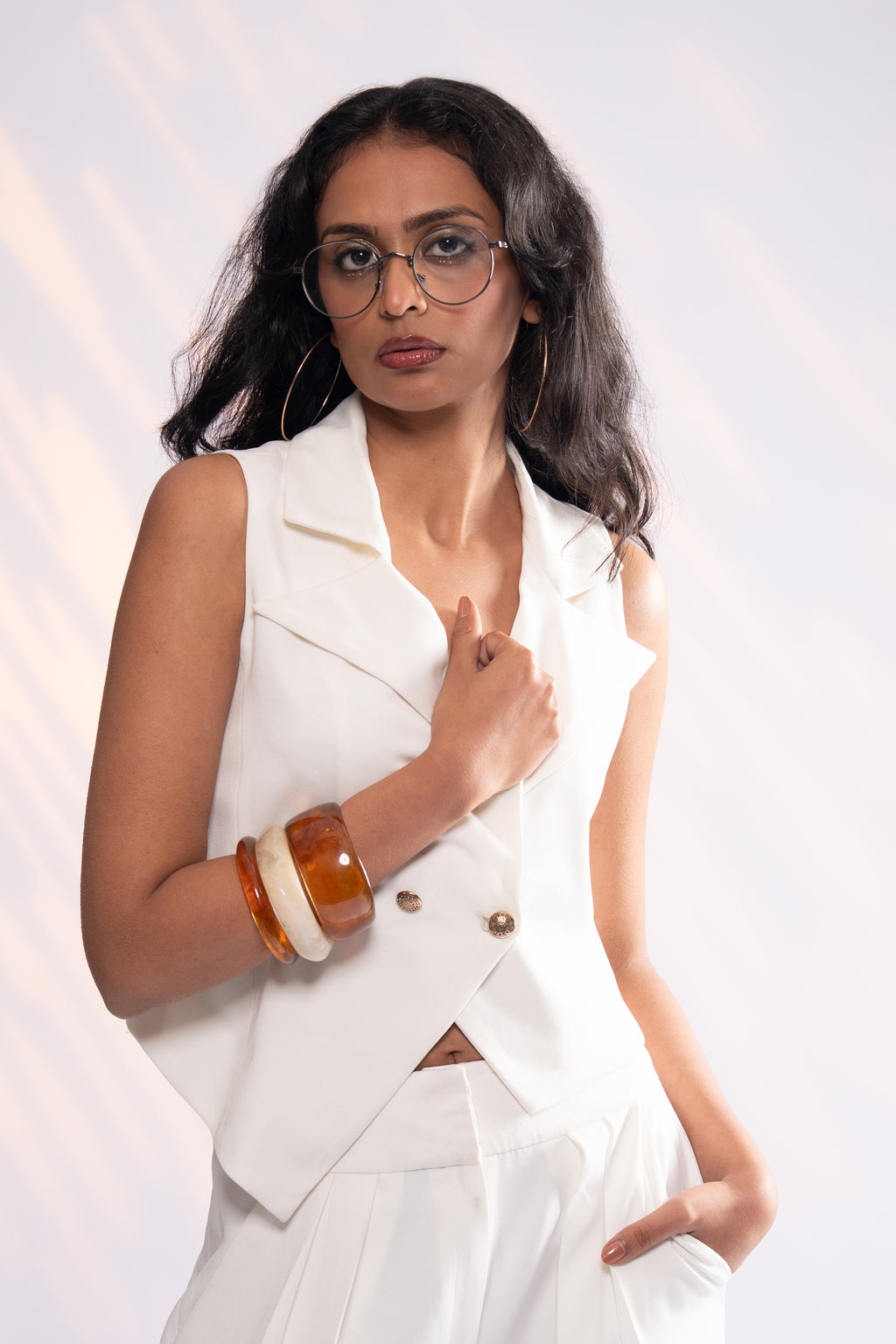 Powerhouse Asymmetric Ivory Waistcoat